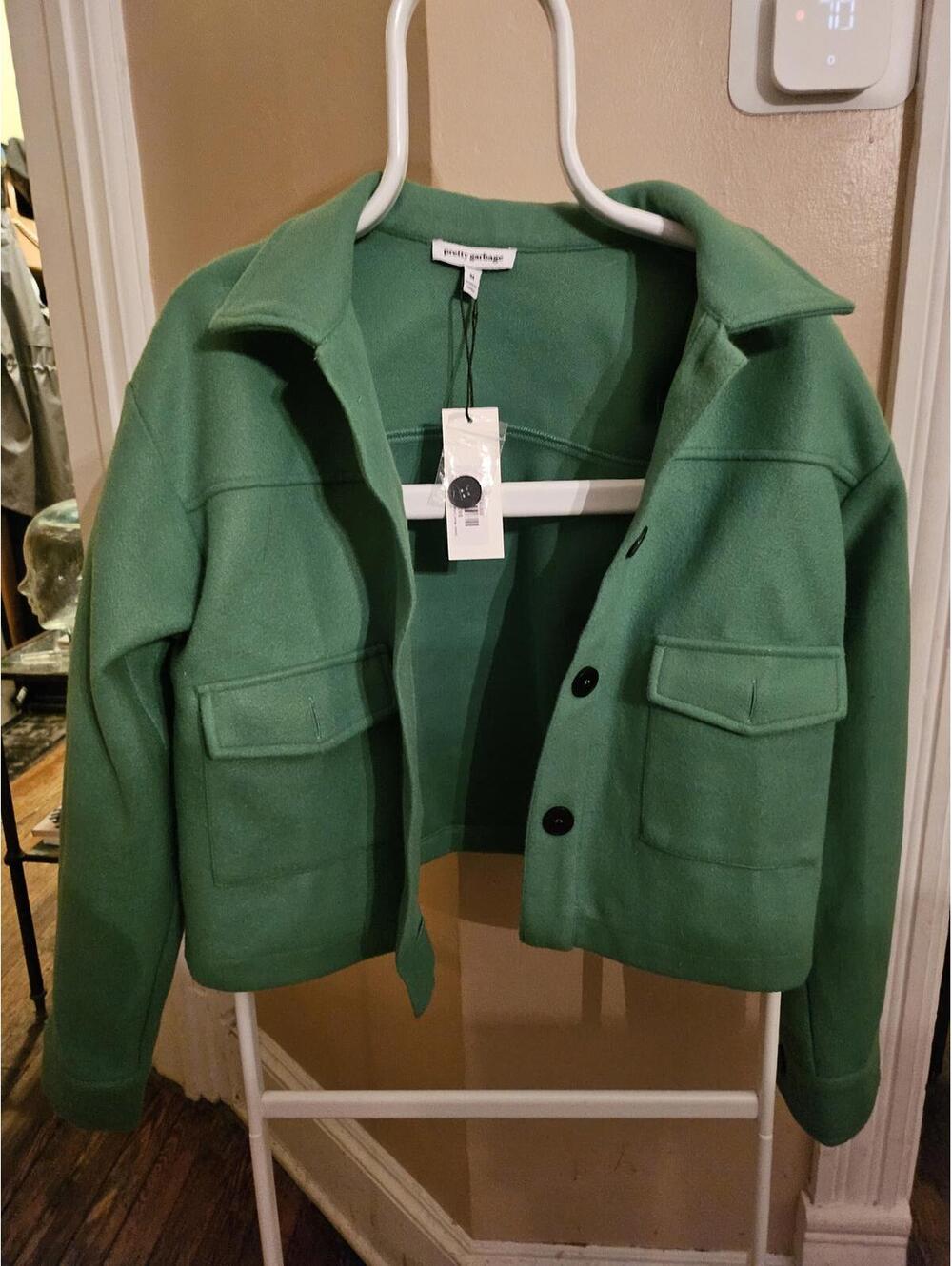 NWT - Pretty Garbage - women's M - wool green button up jacket  - New